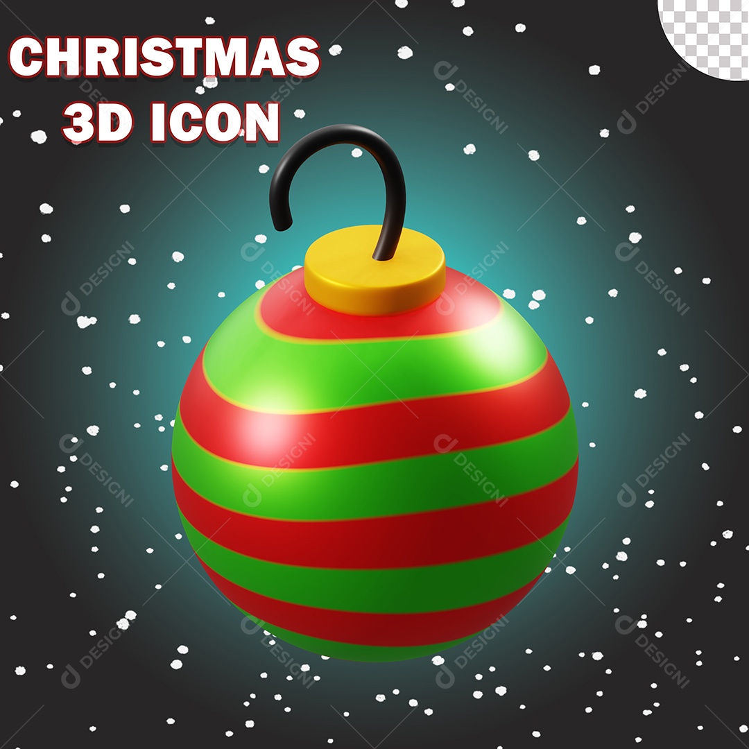 Ícone de Natal Bola de Natal 3D PSD Para Composição
