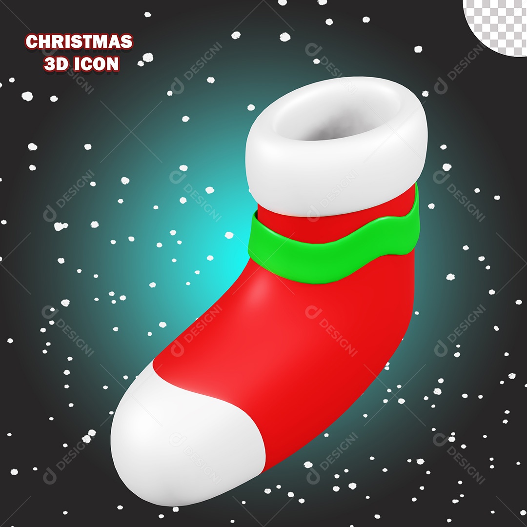 Ícone de Natal Meia de Natal 3D PSD Para Composição