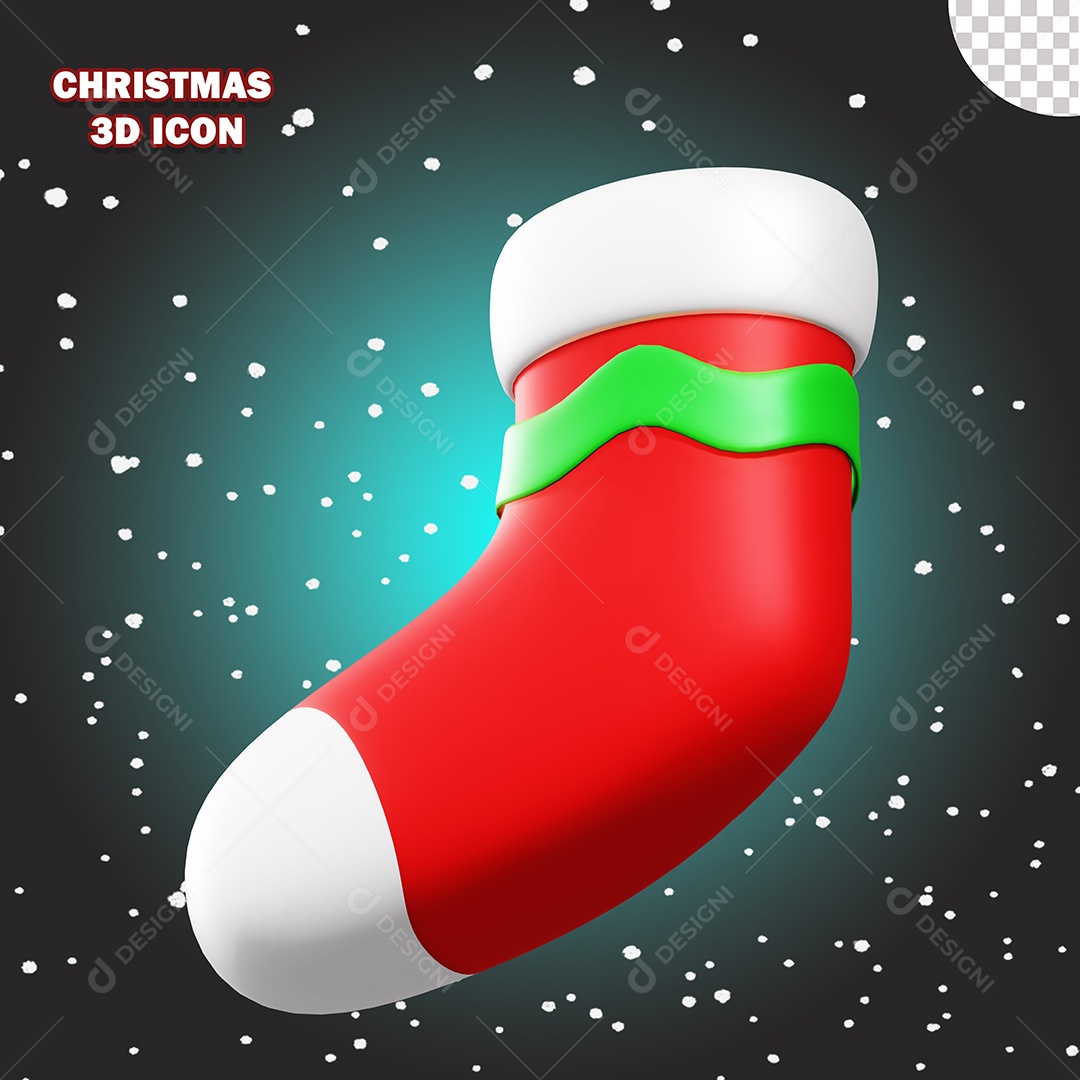 Ícone de Natal Meia de Natal 3D PSD Para Composição