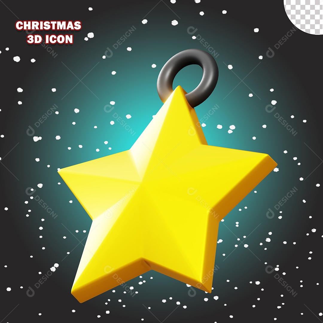 Ícone de Natal Estrela de Natal 3D PSD Para Composição