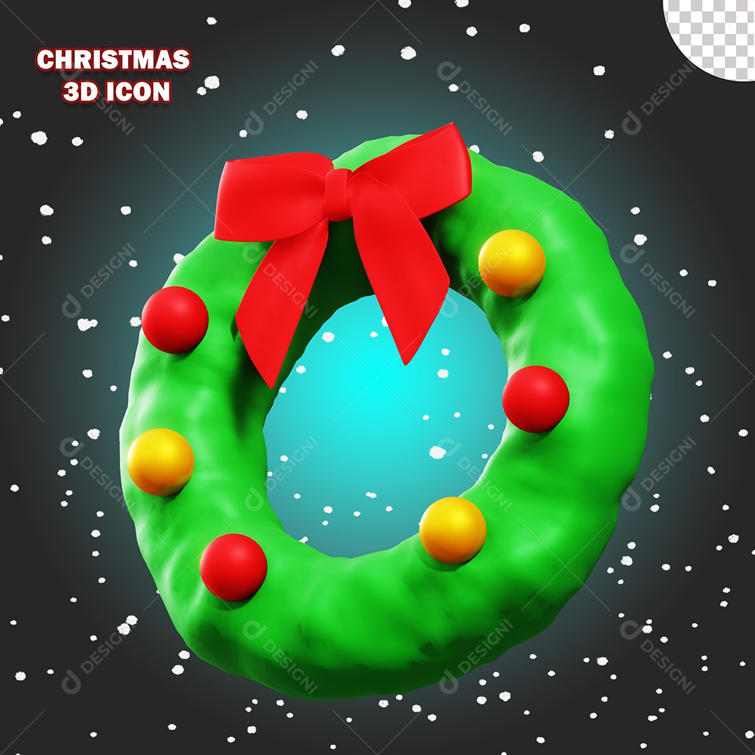 Ícone de Natal Guirlanda 3D PSD Para Composição