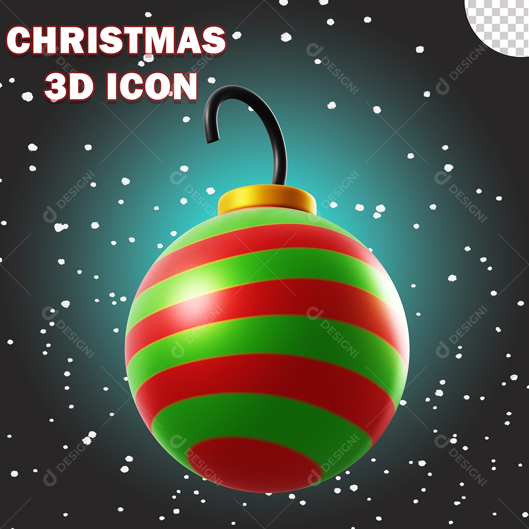Ícone de Natal Bola de Natal 3D PSD Para Composição