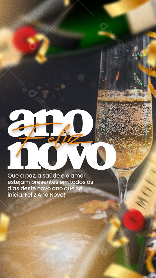 Story Que a Paz a Saúde e o Amor Estejam Presente Feliz Ano Novo Social Media PSD Editável