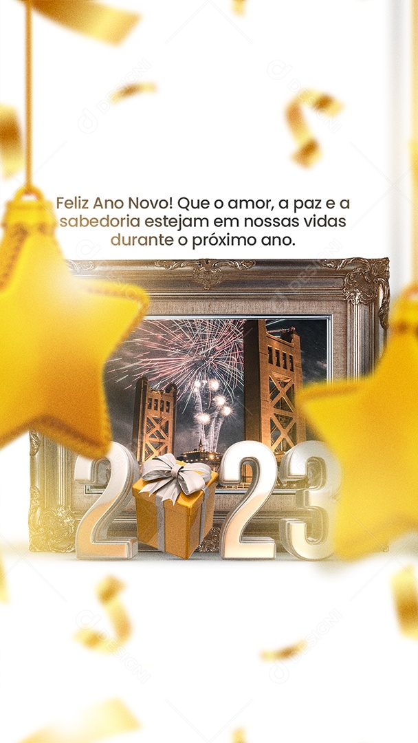 Story Que o Amor a Paz e a Sabedoria Estejam Ano Novo Social Media PSD Editável
