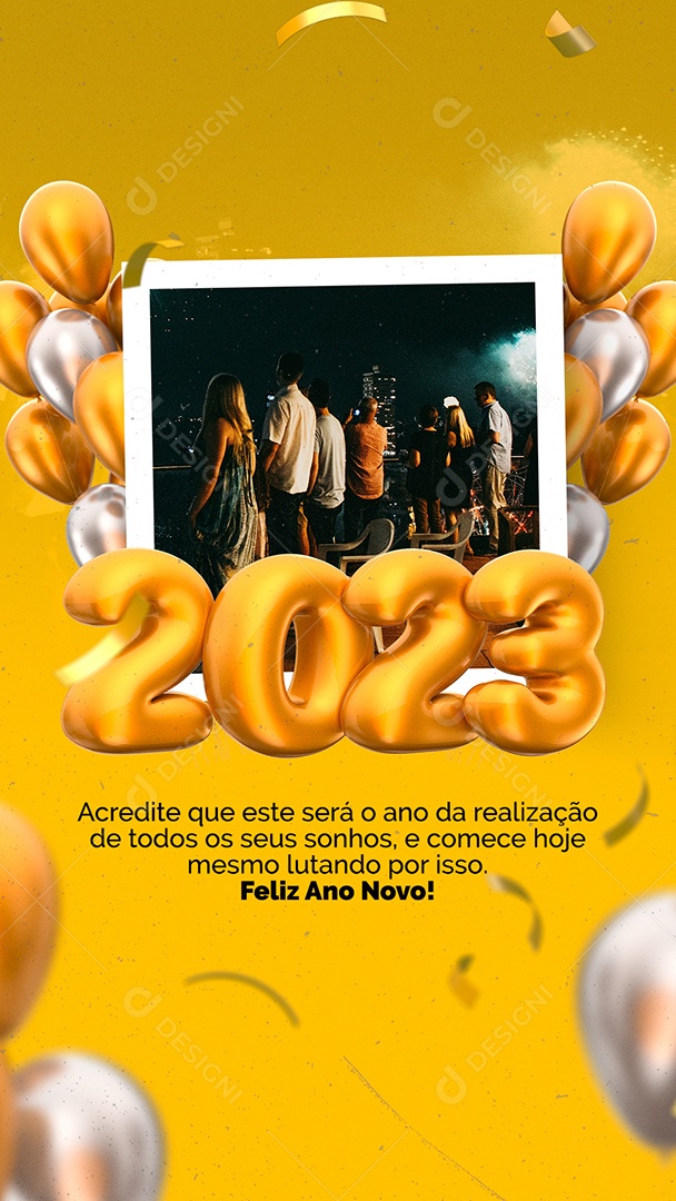 Story Acredite que Este será o Ano da Realização Feliz Ano Novo Social Media PSD Editável
