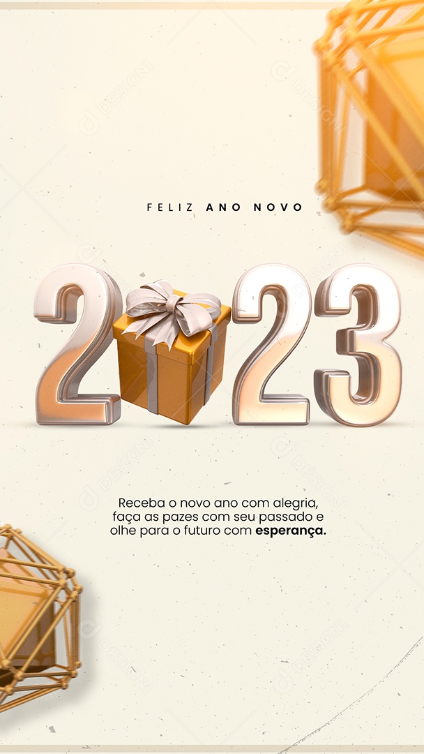 Story Receba o Novo Ano com Alegria Feliz Ano Novo Social Media PSD Editável