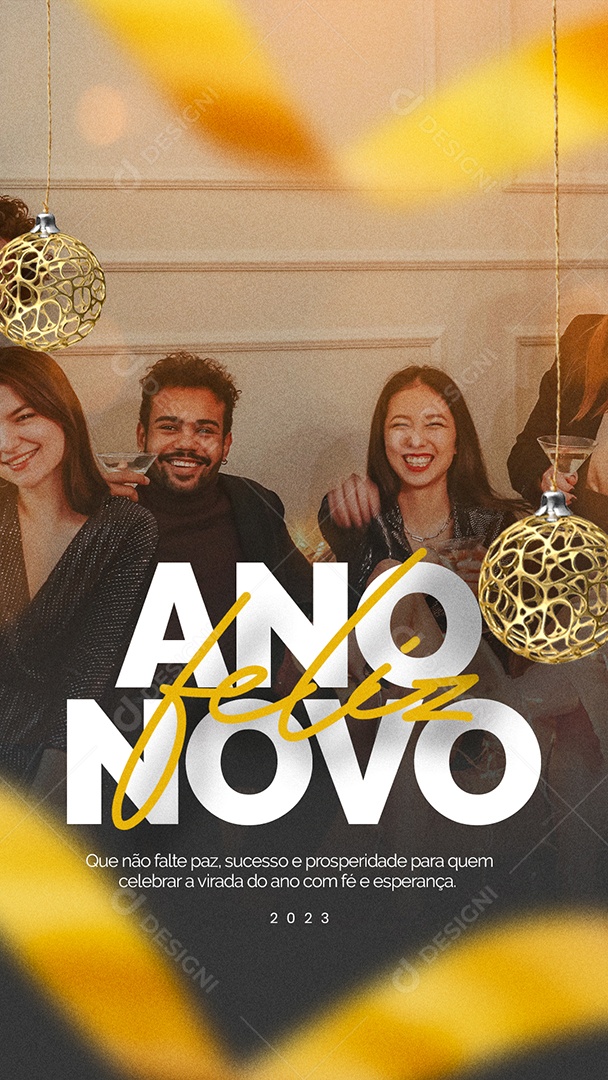Story Que não Falte Paz Sucesso e Prosperidade Feliz 2023 Ano Novo Social Media PSD Editável