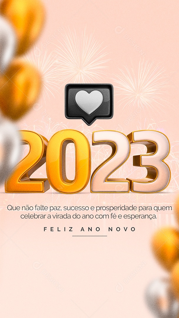 Story Que não Falte Paz Sucesso e Prosperidade Feliz 2023 Ano Novo Social Media PSD Editável