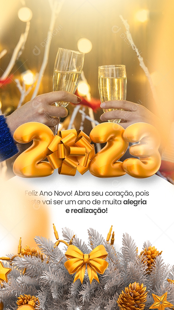 Story Vai ser Um Ano de Muita Alegria e Realização Feliz 2023 Social Media PSD Editável