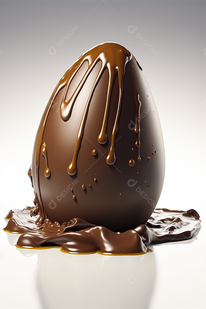 Ovo de chocolate doce marrom isolado em fundo colorido.