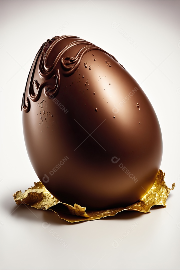 Ovo de chocolate doce marrom isolado em fundo colorido.