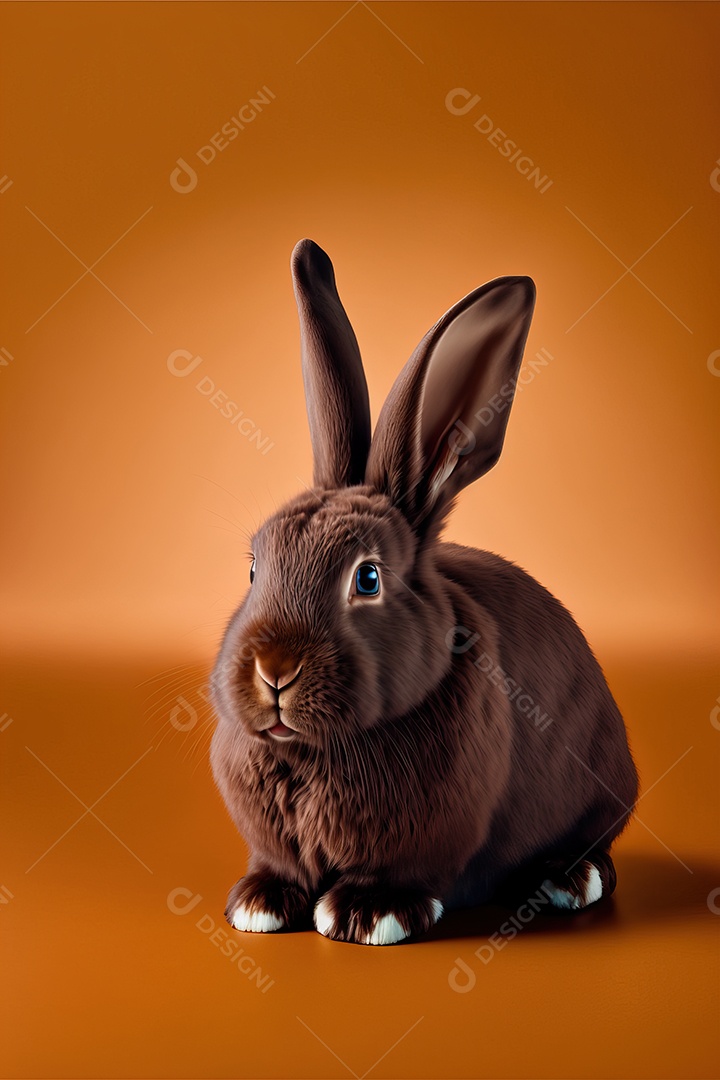 Delicioso coelho de chocolate marrom doce isolado em fundo infinito, celebração da Páscoa.