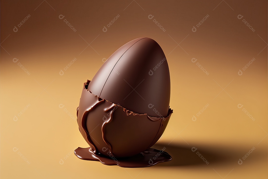 Ovo de chocolate doce marrom isolado em fundo colorido.