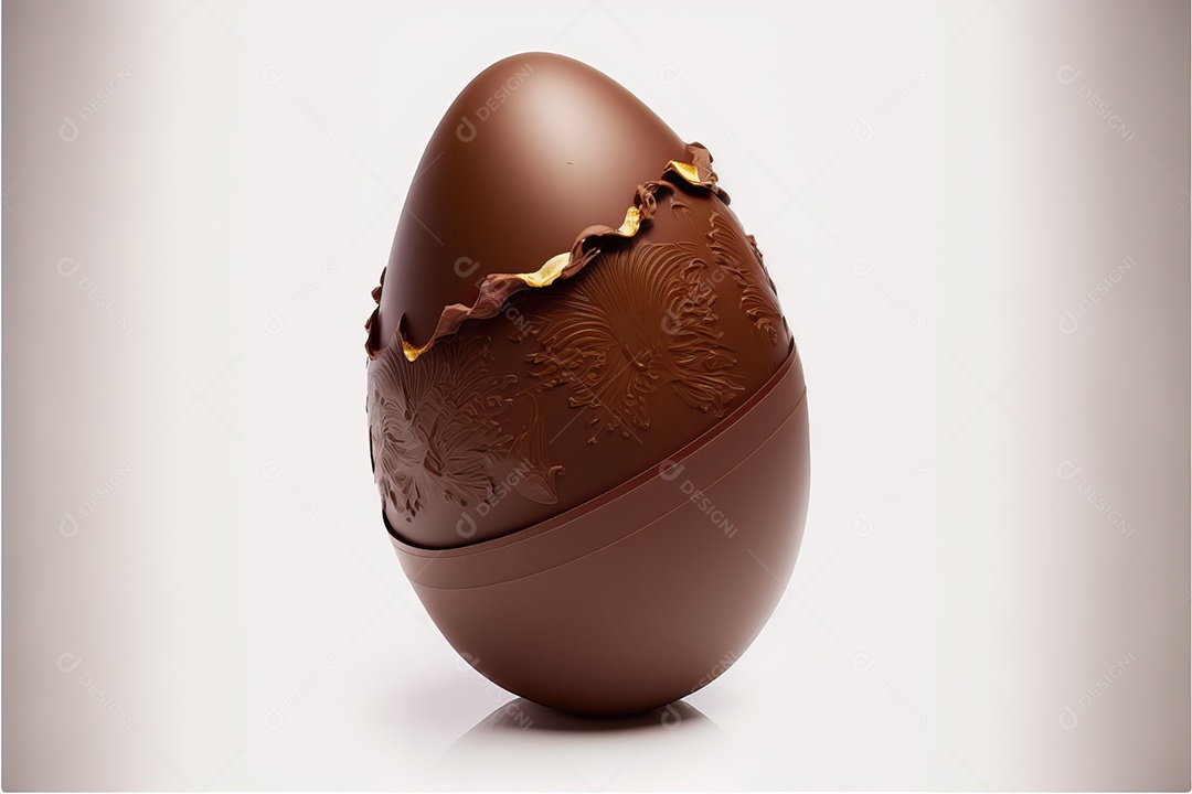 Ovo de chocolate doce marrom isolado em fundo colorido.