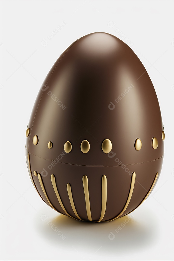 Ovo de chocolate doce marrom isolado em fundo colorido.