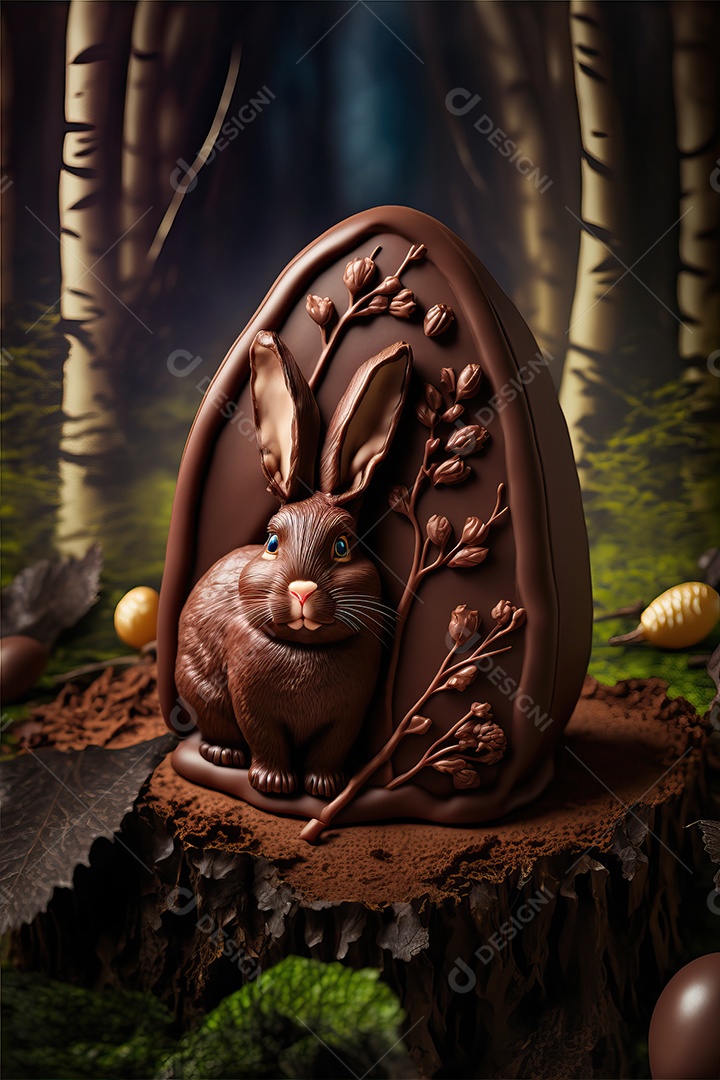 Delicioso coelho de chocolate marrom doce isolado em fundo infinito, celebração da Páscoa.