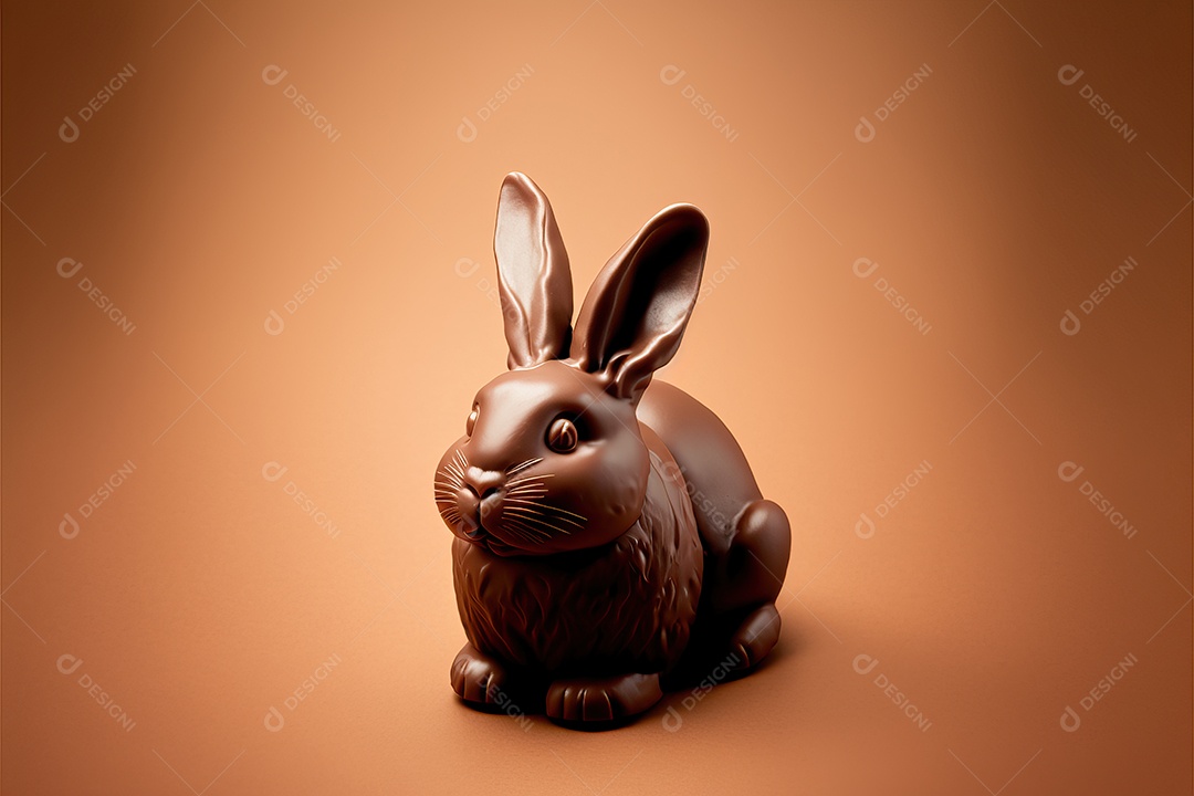Delicioso coelho de chocolate marrom doce isolado em fundo infinito, celebração da Páscoa.