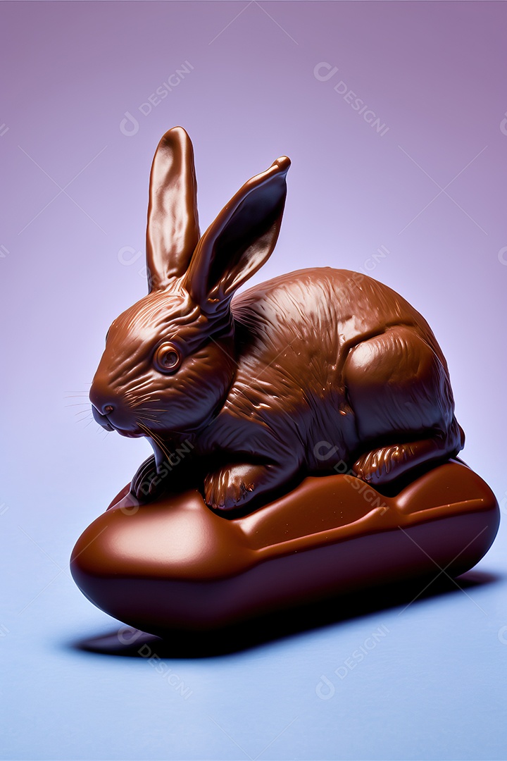 Delicioso coelho de chocolate marrom doce isolado em fundo infinito, celebração da Páscoa.