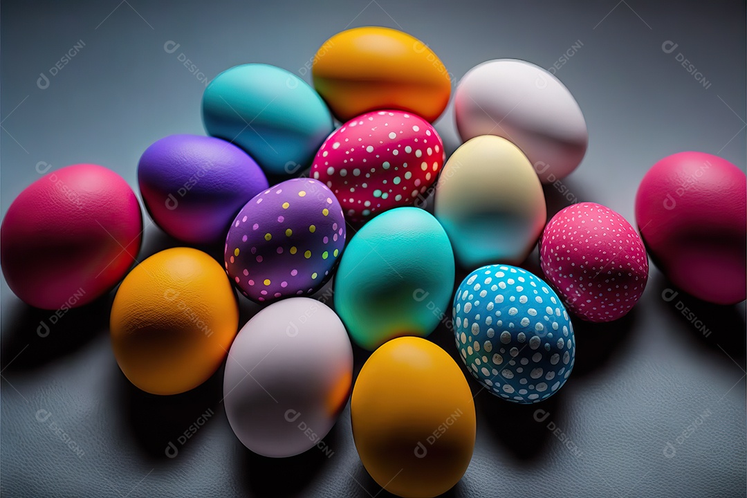 Fundo colorido da coleção de ovos de páscoa, celebração da páscoa.