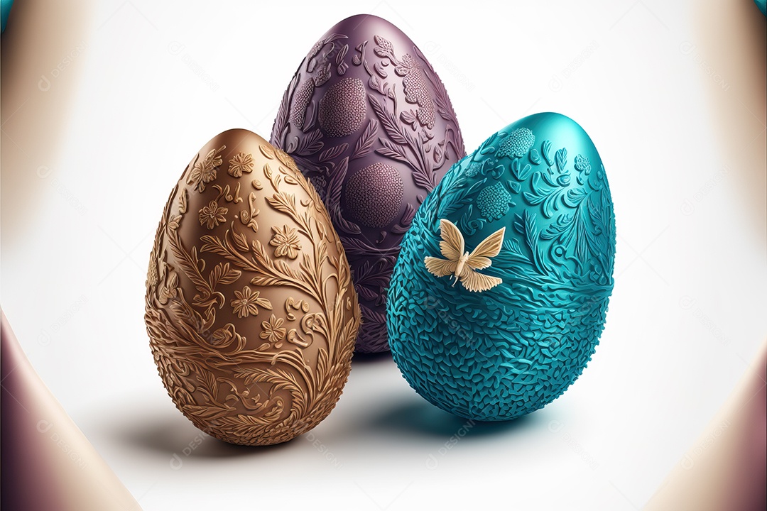 Ovos de páscoa coloridos e texturizados, celebração da páscoa.