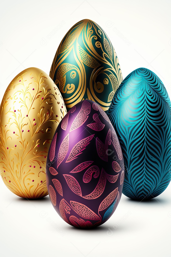 Ovos de páscoa coloridos e texturizados, celebração da páscoa.