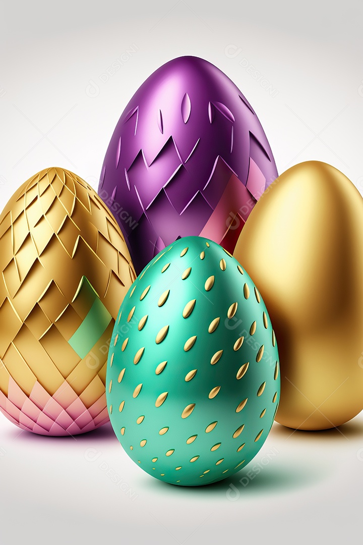 Ovos de páscoa coloridos e texturizados, celebração da páscoa.