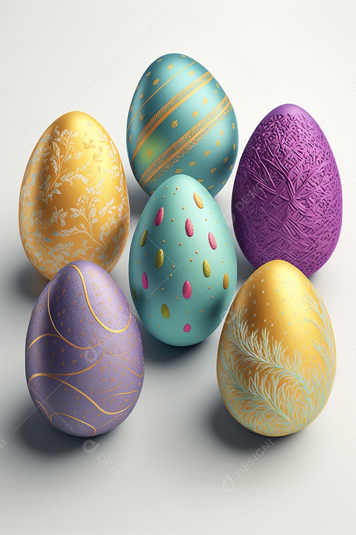 Ovos de páscoa coloridos e texturizados, celebração da páscoa.