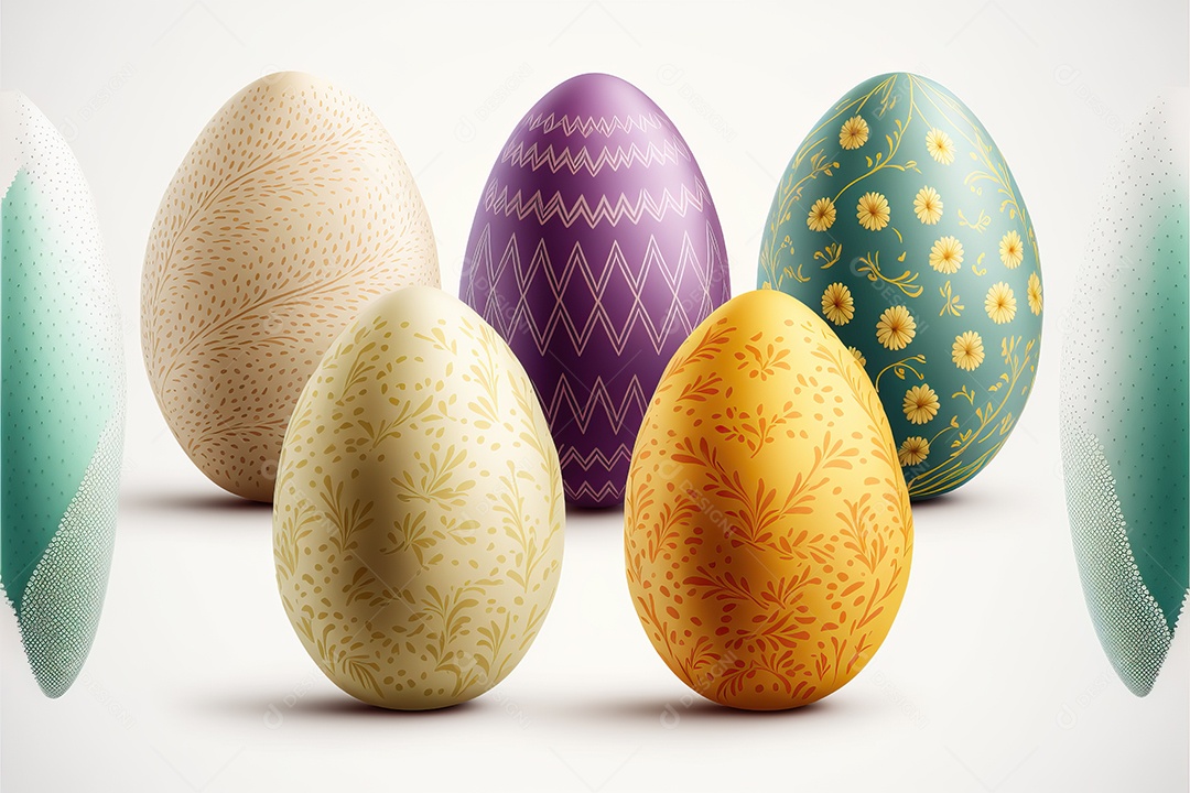 Ovos de páscoa coloridos e texturizados, celebração da páscoa.