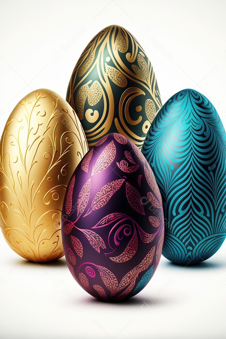 Ovos de páscoa coloridos e texturizados, celebração da páscoa.