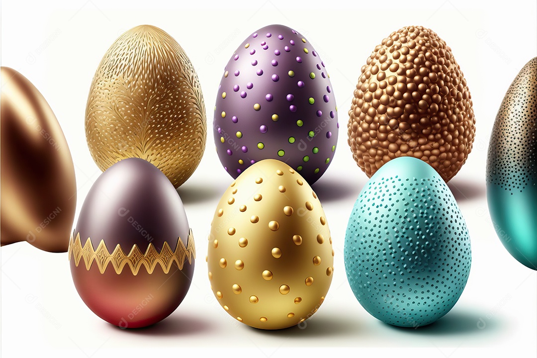 Ovos de páscoa coloridos e texturizados, celebração da páscoa.