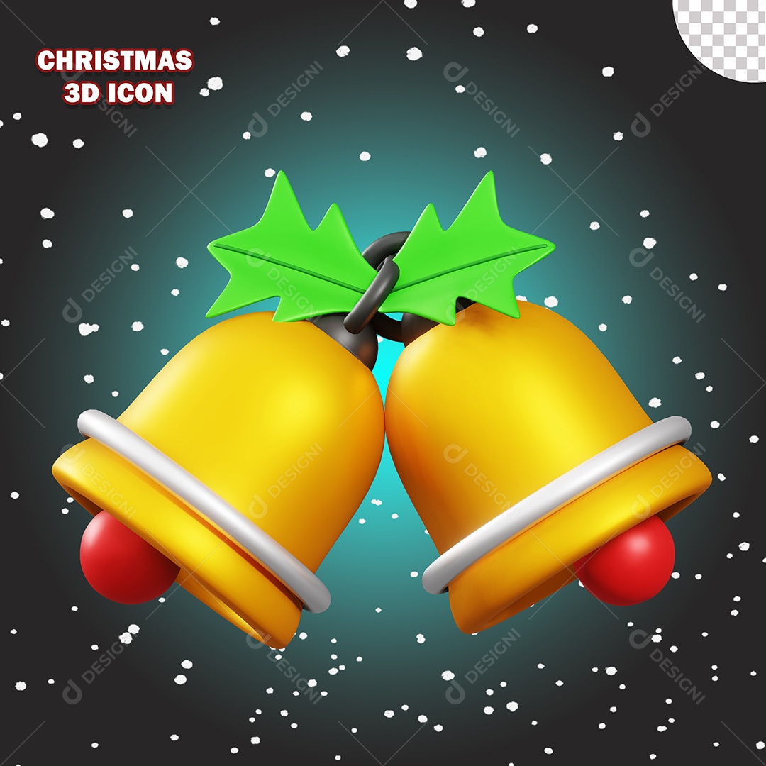 Ícone de Natal Sinos 3D PSD Para Composição