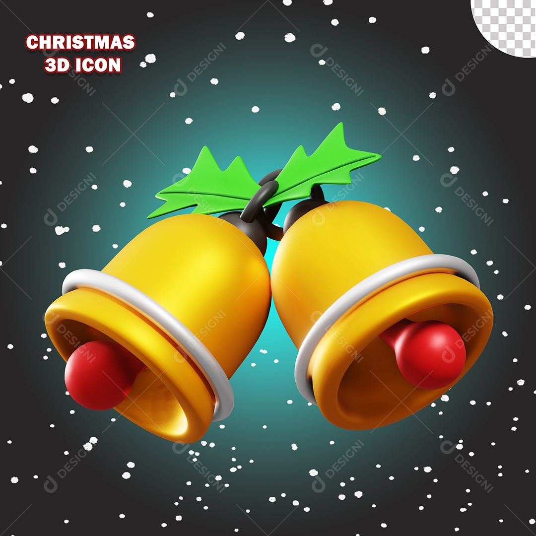 Ícone de Natal Sinos 3D PSD Para Composição