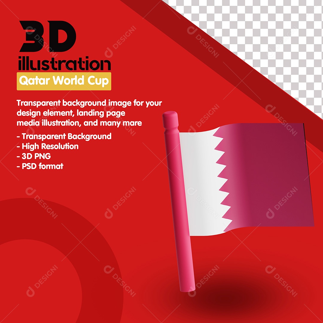 Ícone Copa do Mundo Bandeira Qatar 3D PSD Para Composição