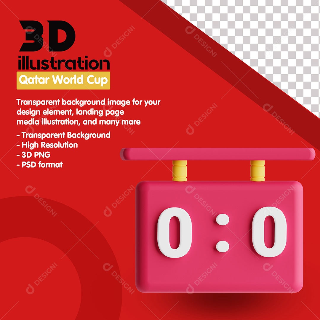 Ícone Copa do Mundo Placar 3D PSD Para Composição