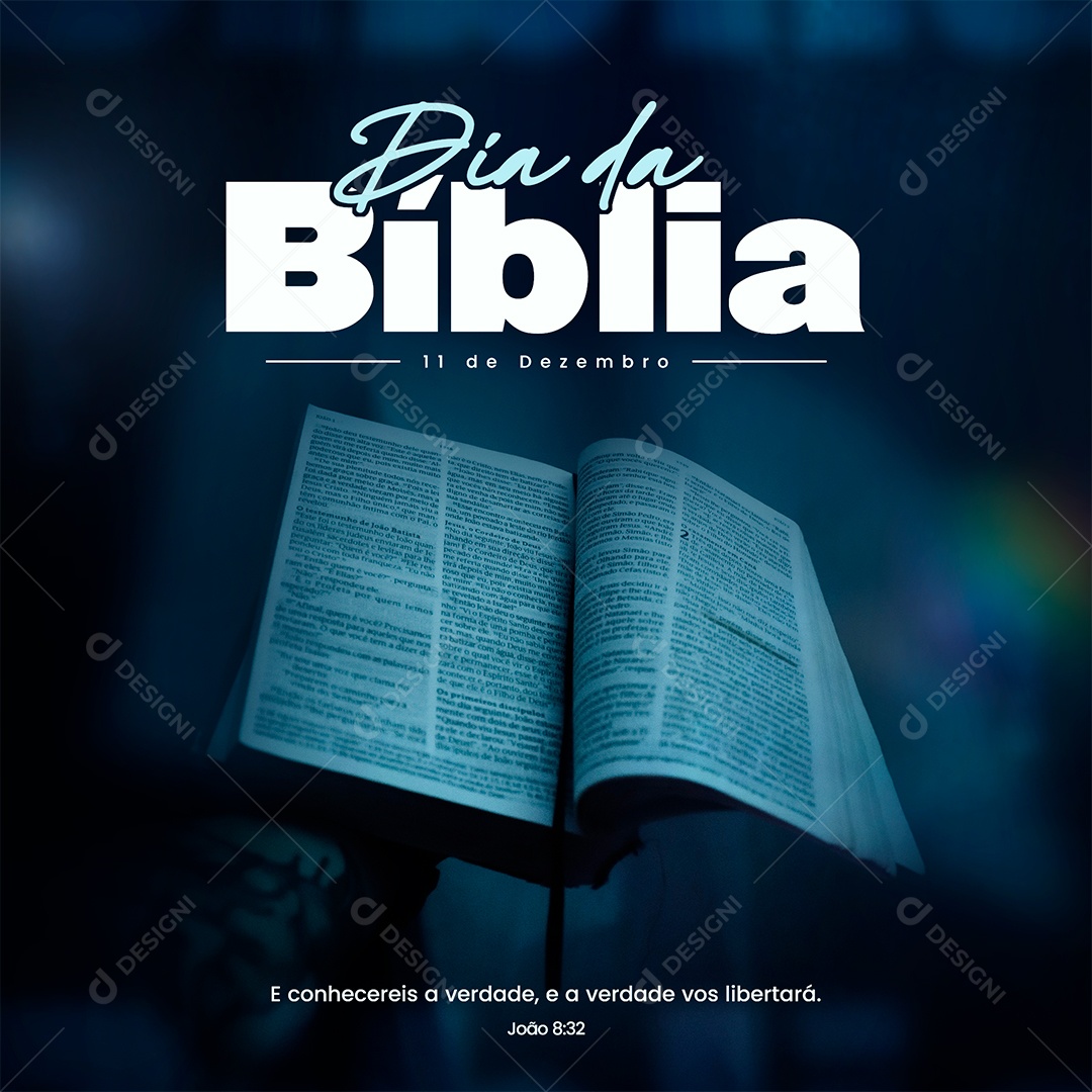 Dia da Bíblia 11 de Dezembro E conhecereis a Verdade e a Verdade vos libertará Social Media PSD Editável