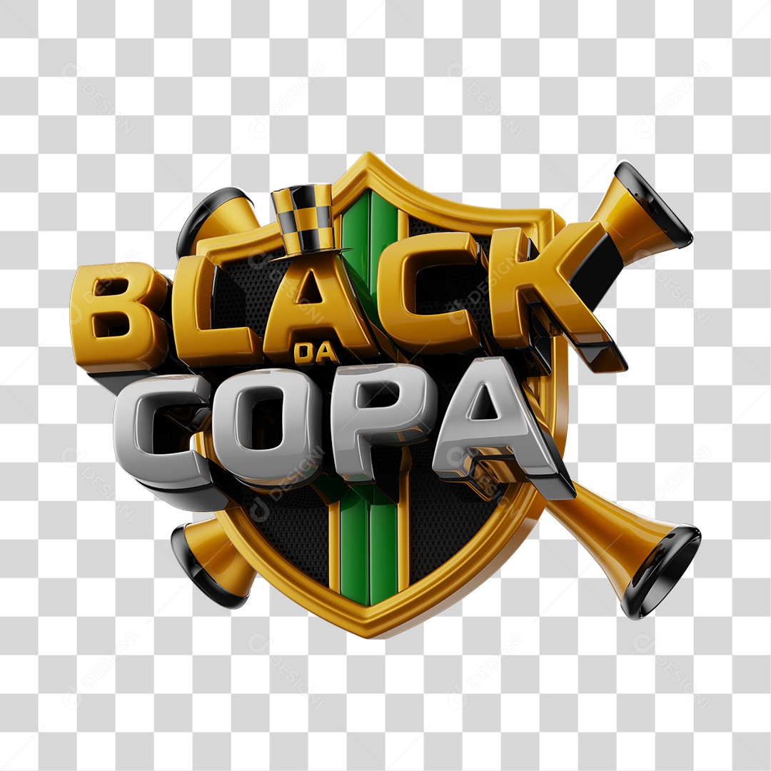 Black da Copa Selo 3D para Composição PNG Transparente