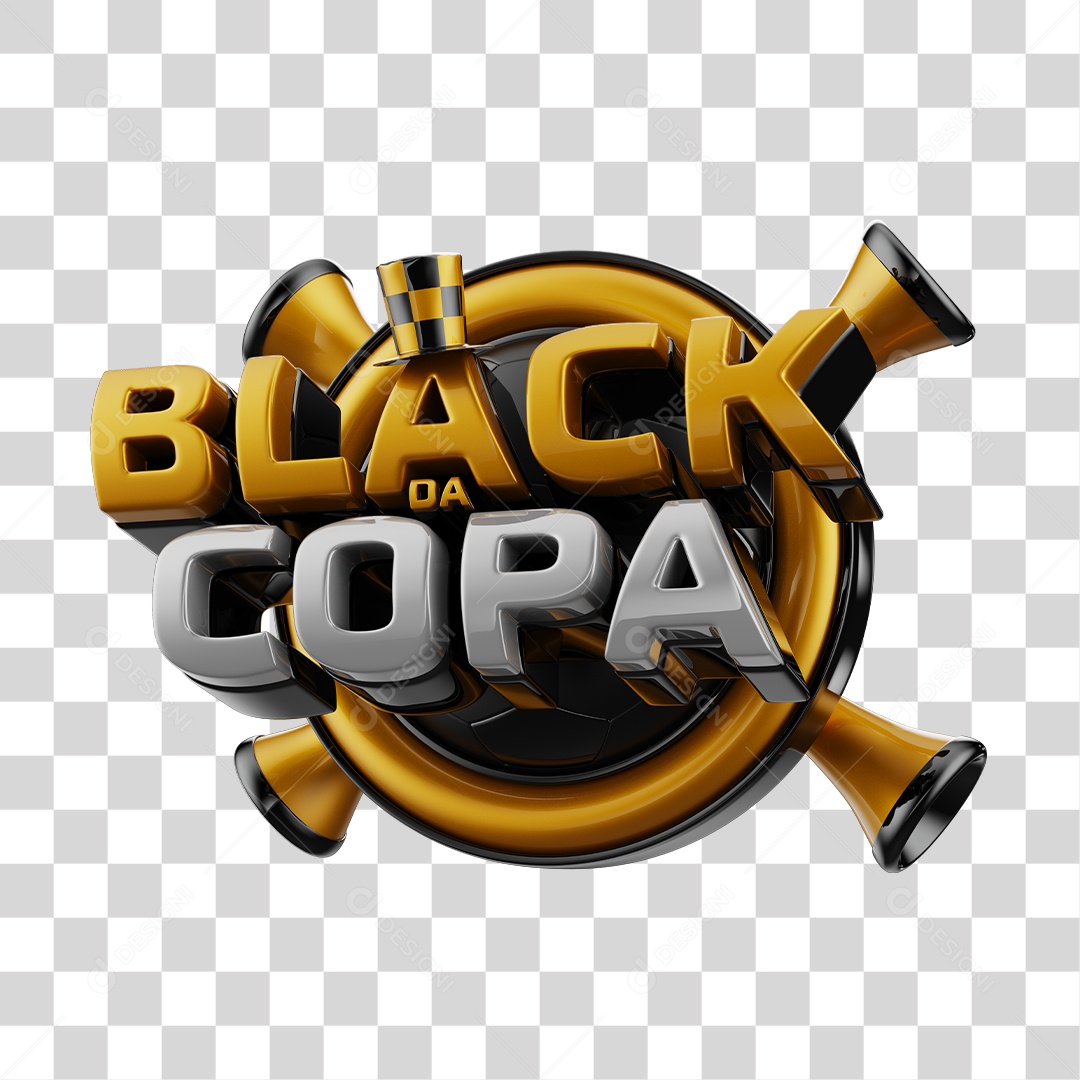 Black da Copa Selo 3D para Composição PNG Transparente
