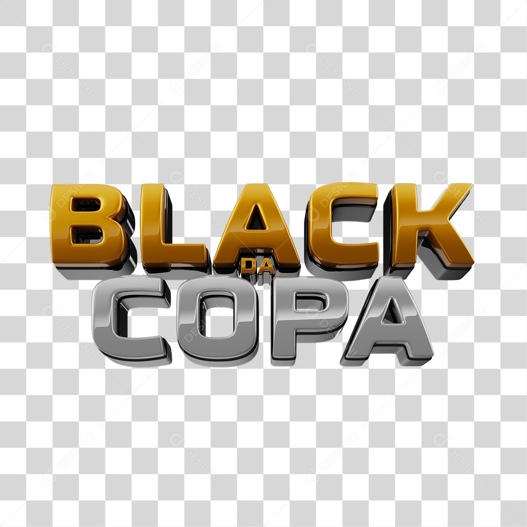 Black da Copa Texto 3D para Composição PNG Transparente