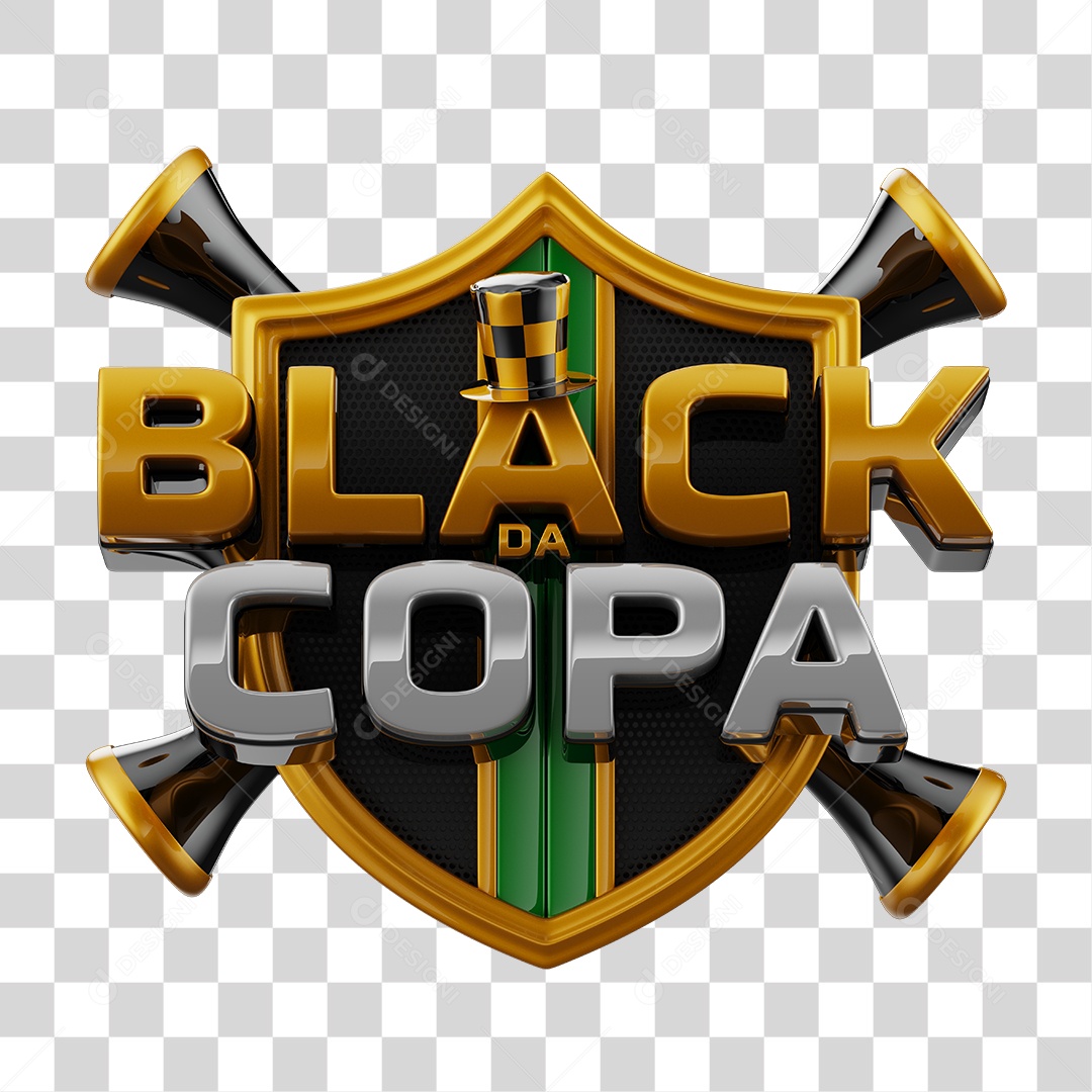 Black da Copa Selo 3D para Composição PNG Transparente