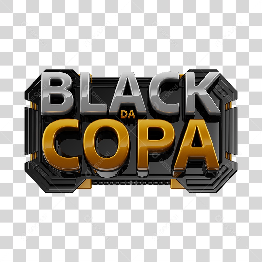 Black da Copa Selo 3D para Composição PNG Transparente