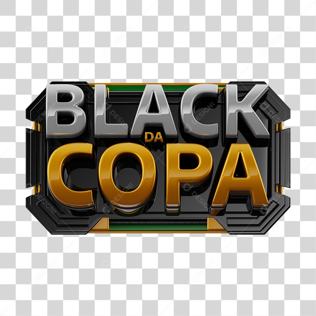 Black da Copa 3D Black and Gold Stamp for Compositing Transparent PNG