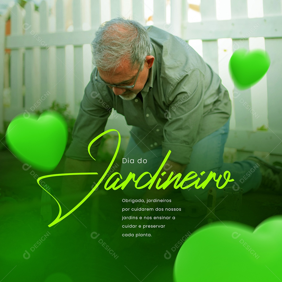 Cuidar e Preservar cada Planta Dia do Jardineiro Social Media PSD Editável