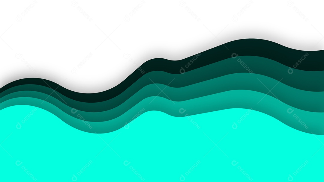 Abstrato simples de ondas de água do mar verde corte de papel moderno