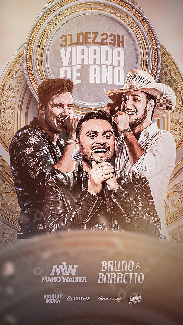 Story Virada do Ano Mano Walter Bruno & Barretto Flyers Social Media PSD Editável