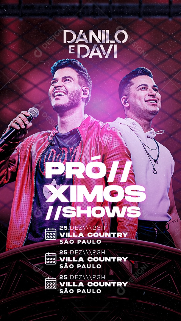Story Próximos Shows Danilo e Davi Flyer Social Media PSD Editável
