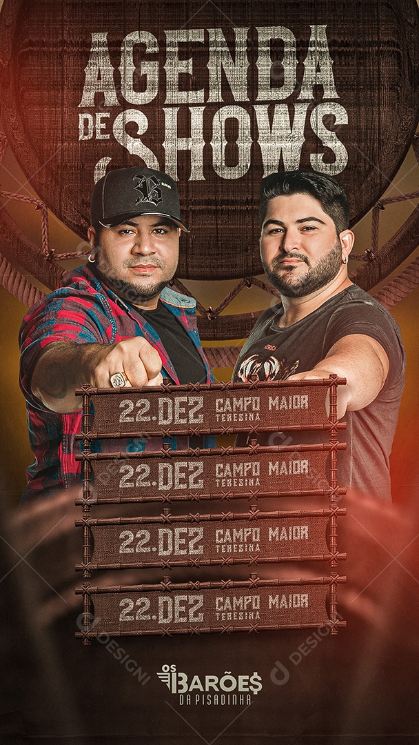 Story Agenda de Shows Os Barões da Pisadinha Flyer Social Media PSD Editável