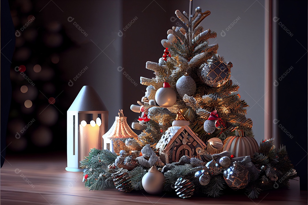 Decore a sala de recepção Feliz Natal e Ano Novo