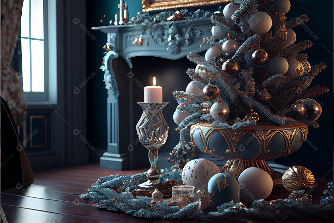 Decore a sala de recepção Feliz Natal e Ano Novo