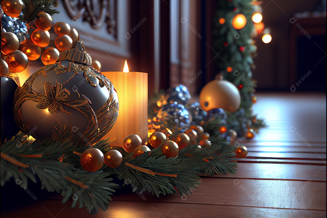 Decore a sala de recepção Feliz Natal e Ano Novo