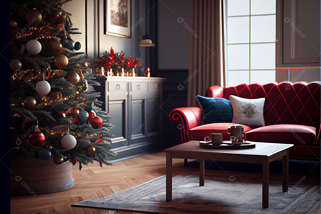 Decore a sala de recepção Feliz Natal e Ano Novo